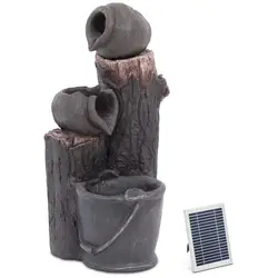Fontana solare da giardino - 2 vasi con secchio - Illuminazione a LED