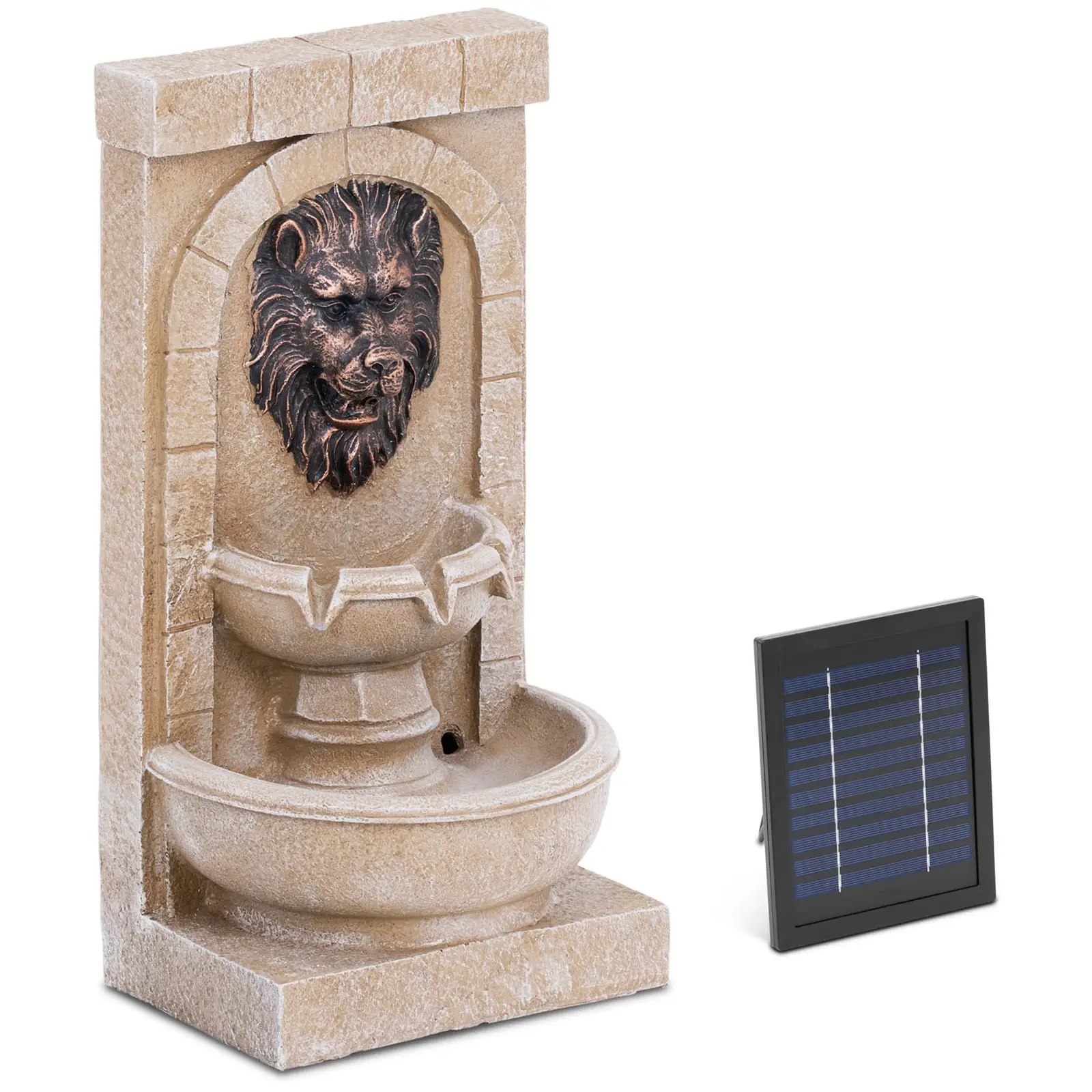Fontaine solaire - 2 niveaux avec tête de lion - éclairage LED - 0