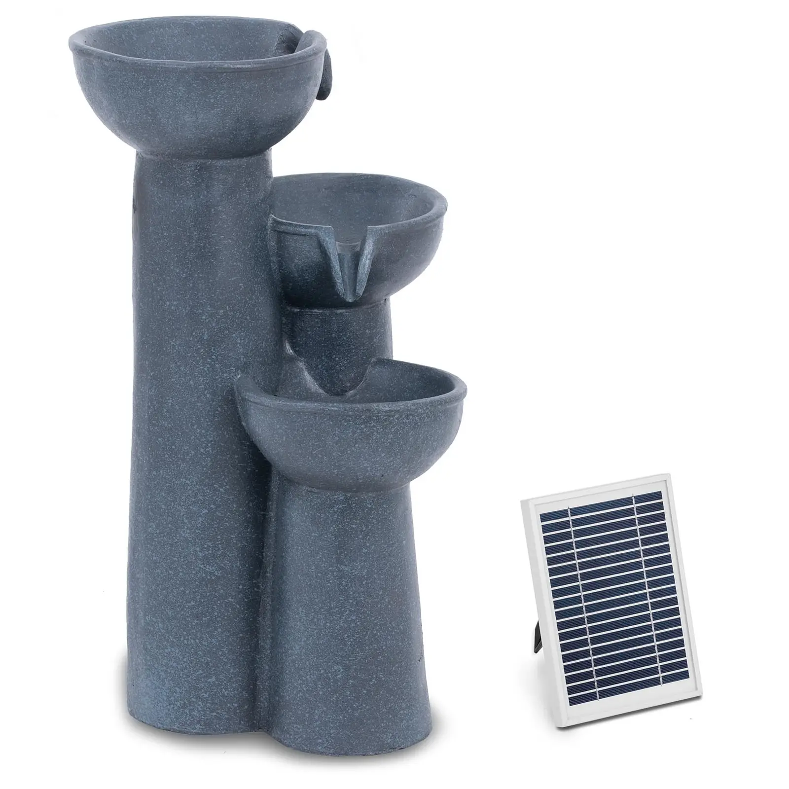 Solar Gartenbrunnen - 3 Schalen auf Säulen - LED-Beleuchtung