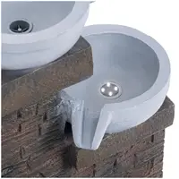 Solar Water Fountain - 3 bowls on wall ensemble - LED lighting