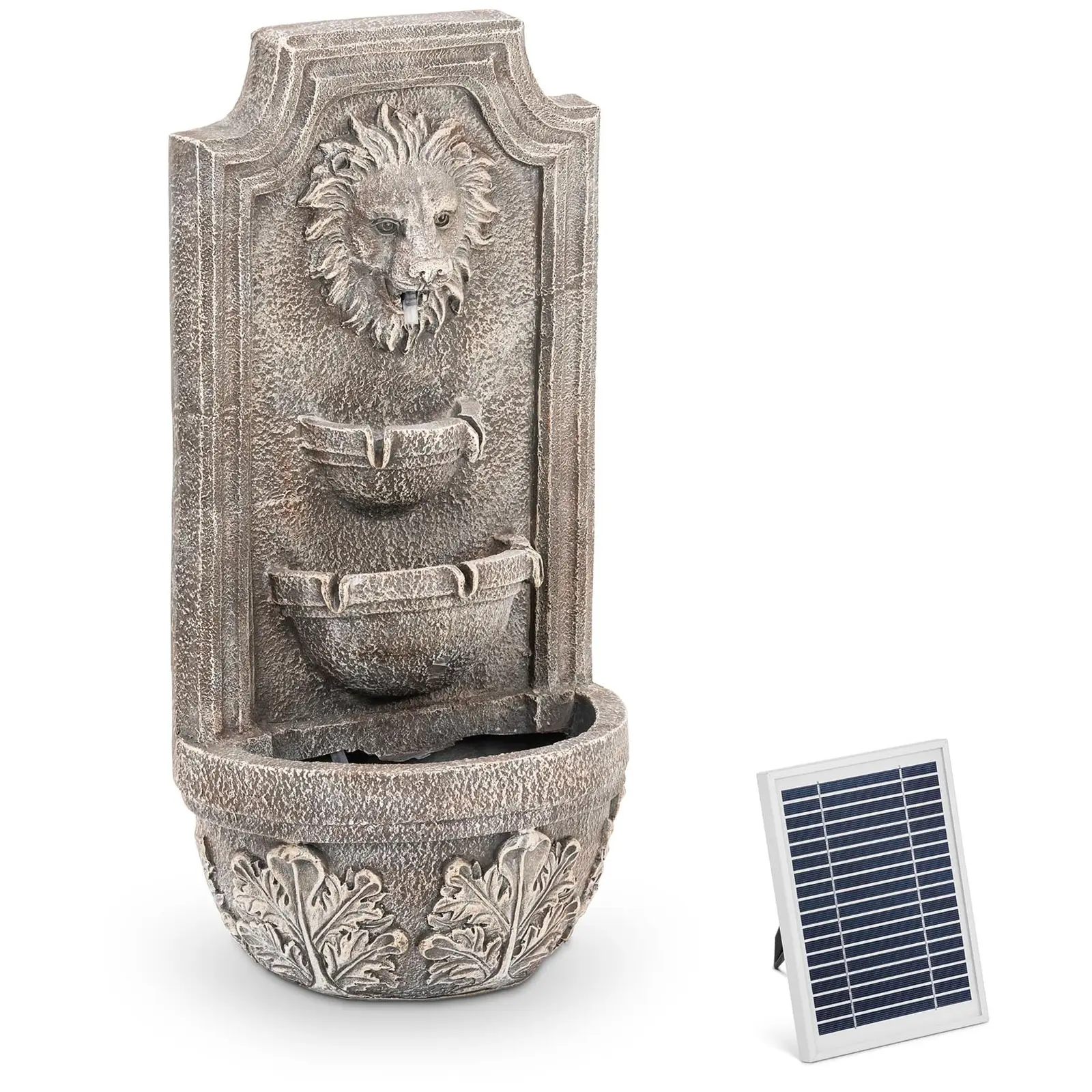 Solar Garden Fountain - Lion Head Cascade 3 Tiers - LED-belysning