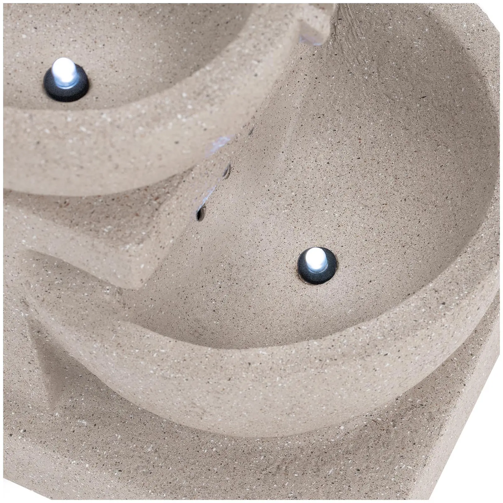 Solar Gartenbrunnen - 3 Schalen auf Tonmauer - LED-Beleuchtung (Timer: Nein)