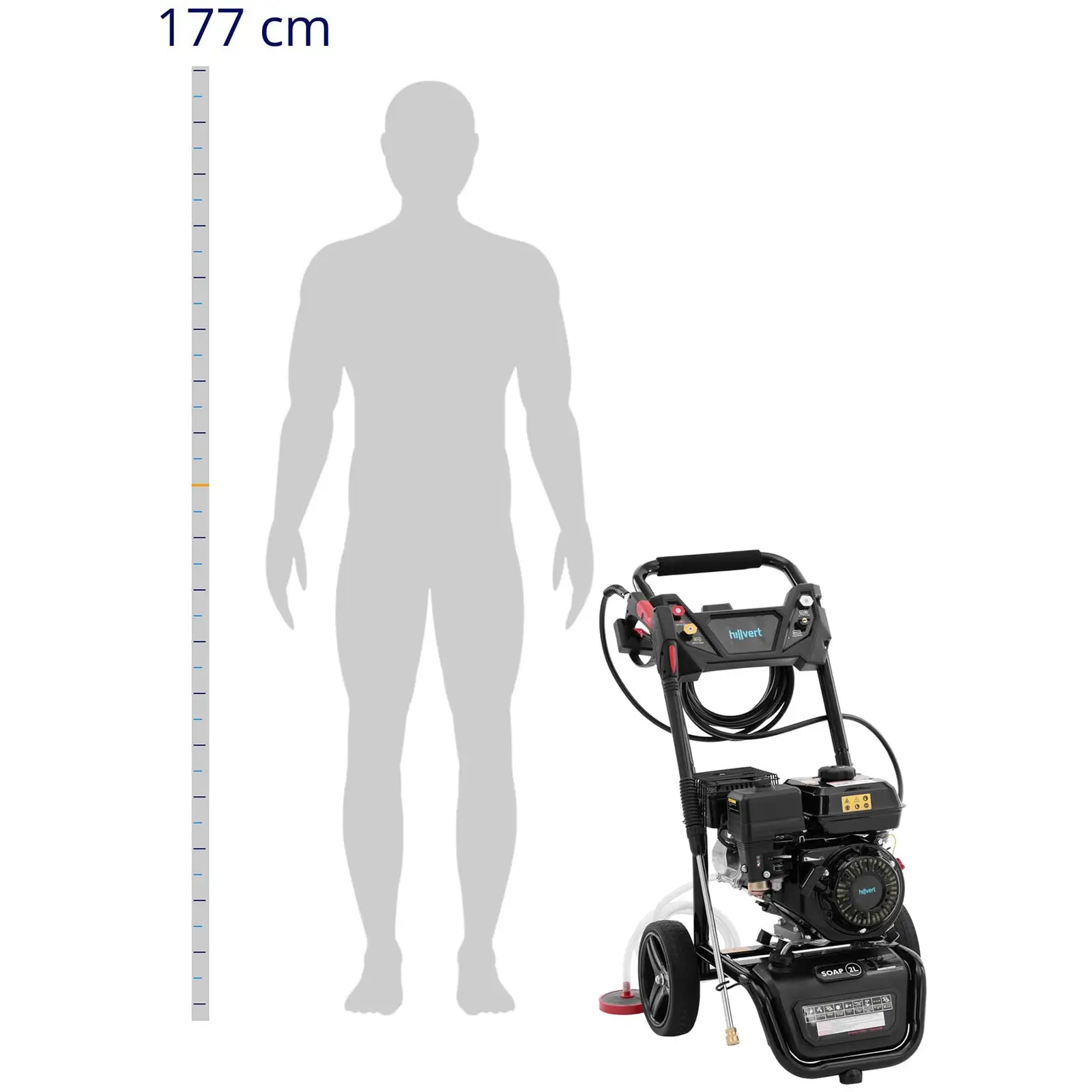Benzínový vysokotlaký čistič - 4500 W - 180 bar - 9 l/min - 8 m hadice (Objem nádrže na olej: 0.7 l)