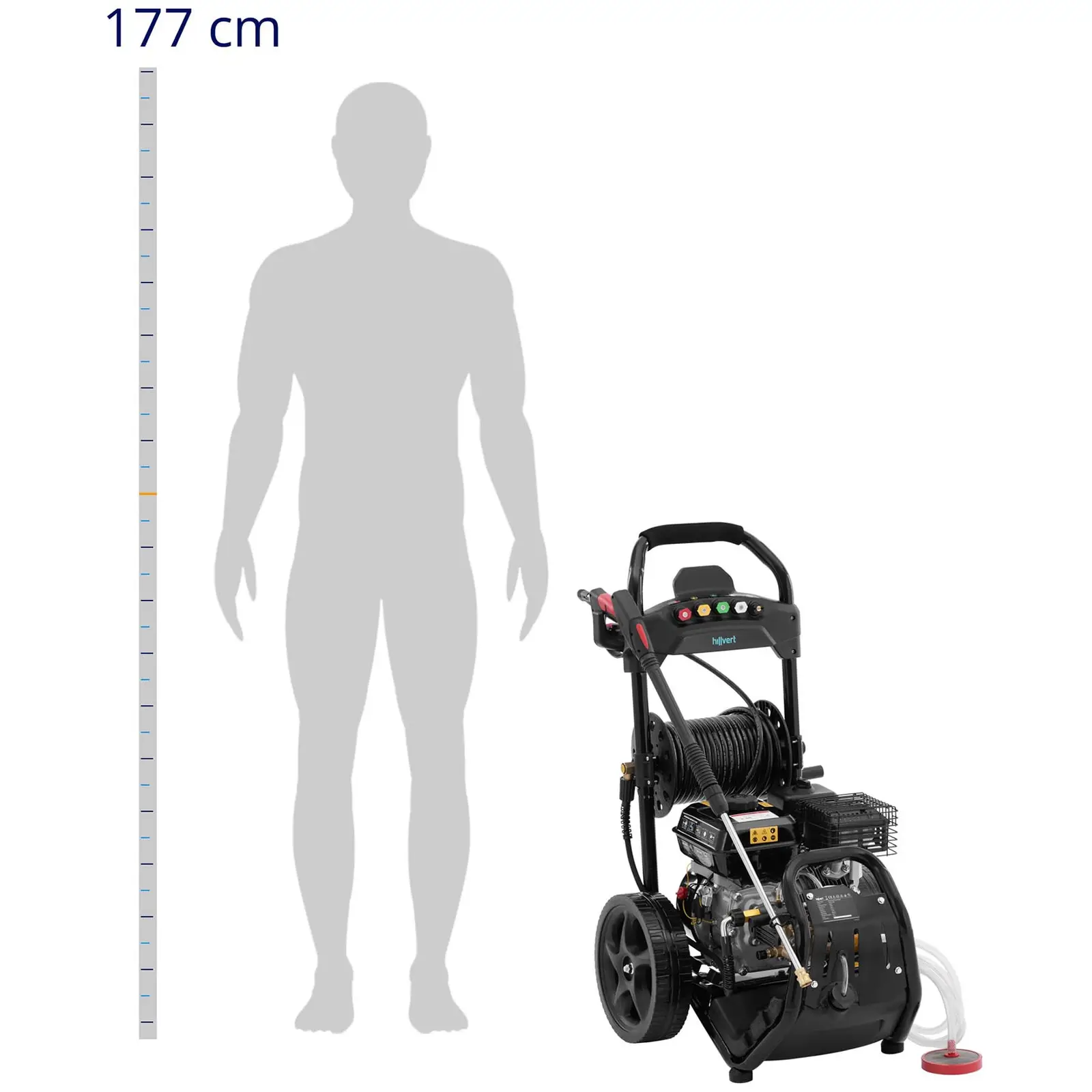 Benzínový vysokotlaký čistič - 4500 W - 200 bar - 9 l/min - 20 m hadice (Objem nádrže na olej: 0.7 l)