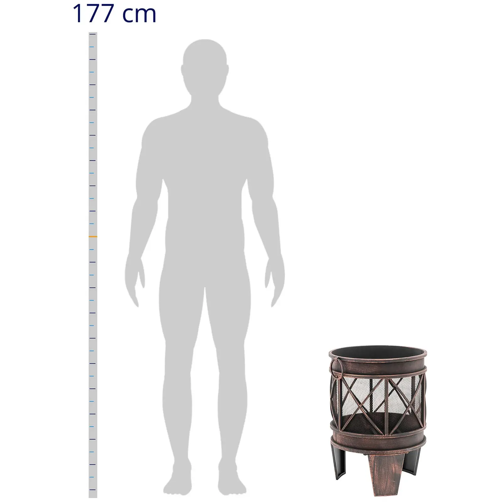 Lareira de jardim -  43 x 43 x 58 cm - revestimento marrom