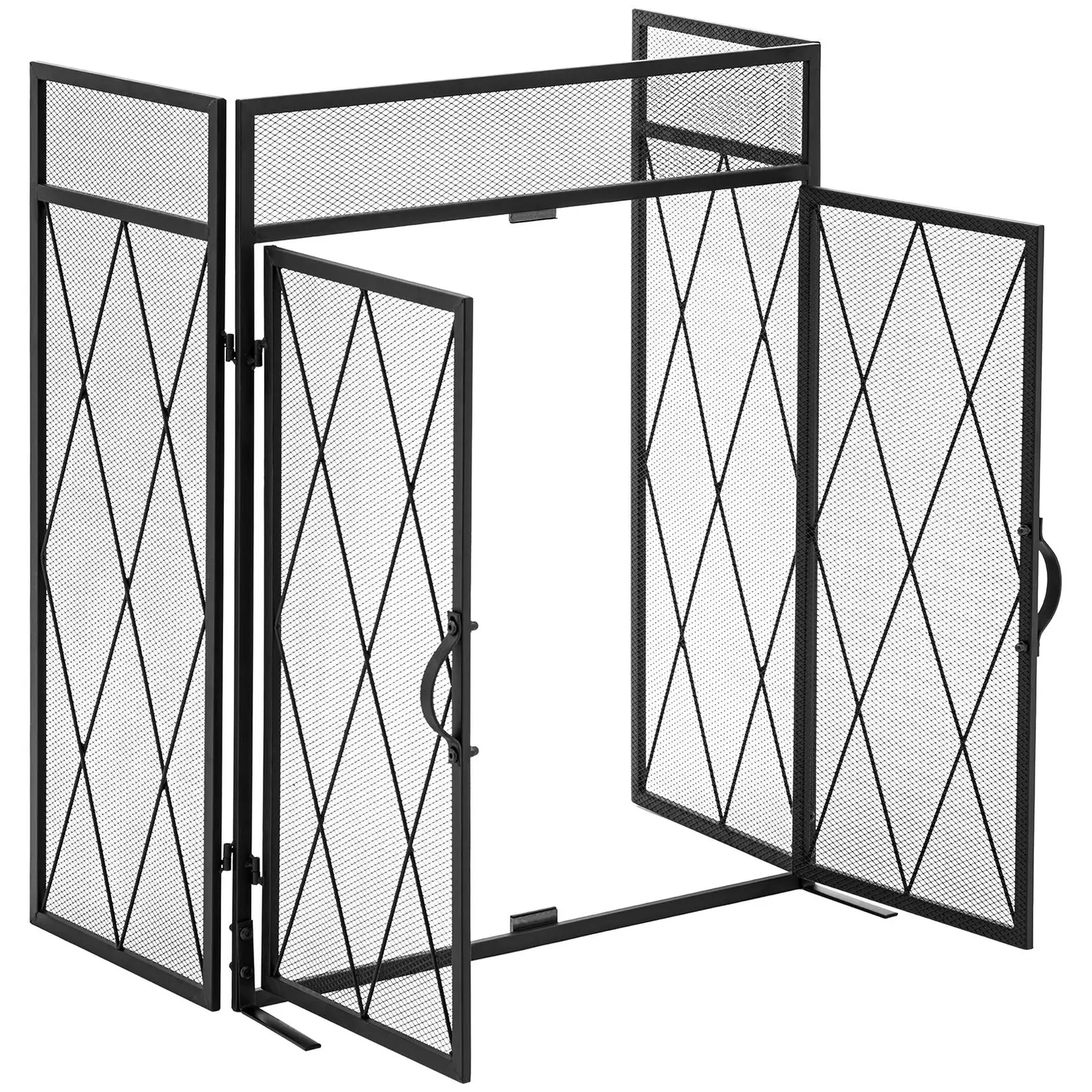 B-Ware Kaminschutzgitter - 127 x 80 cm - mit Tür (Farbe: Schwarz)