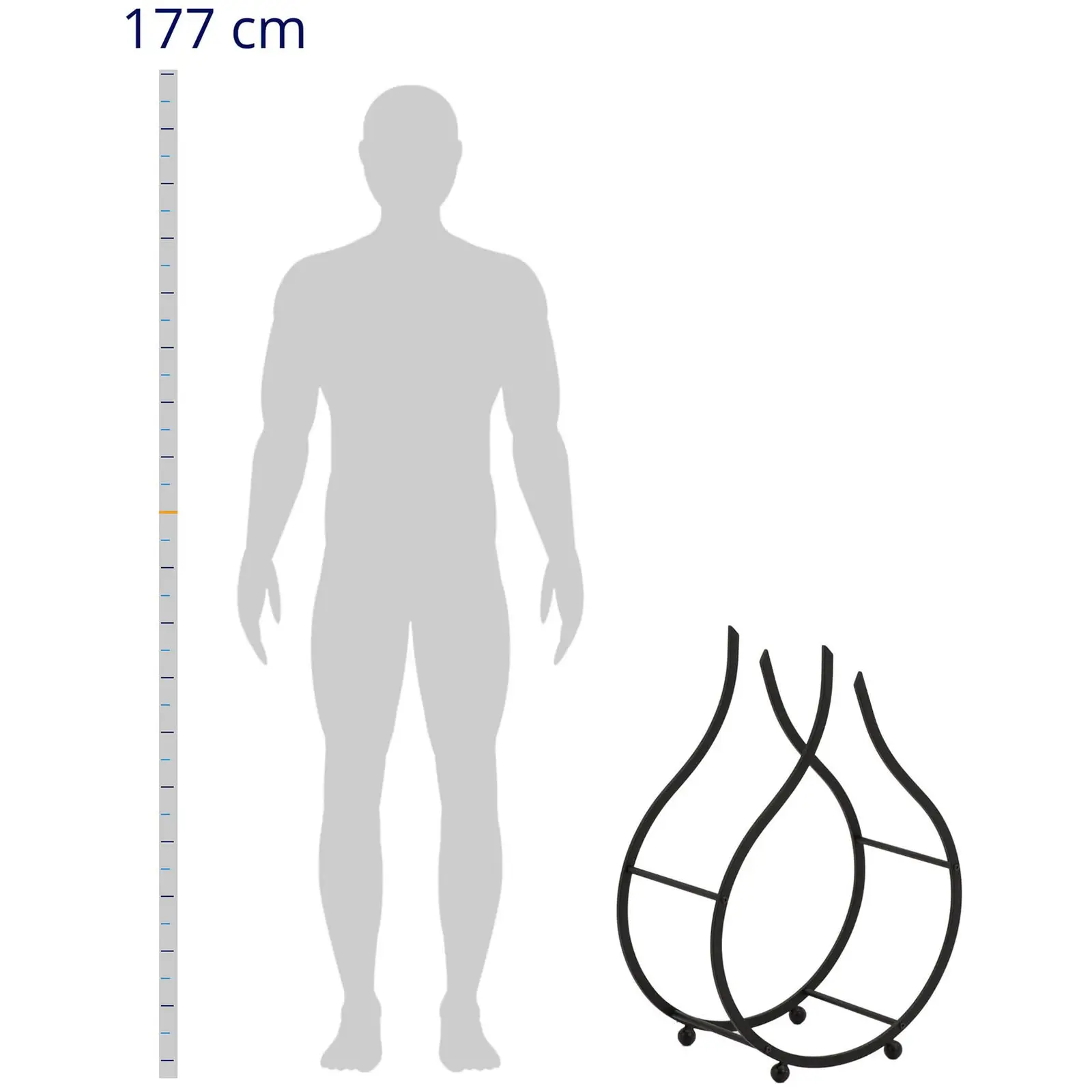 Tűzifatároló - 25 kg - acél - fekete