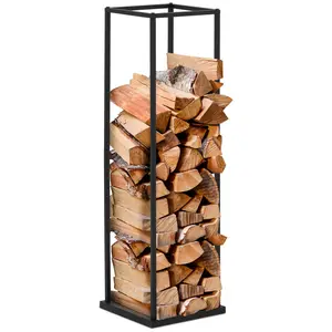 Поставка за дърва за огрев - 30 kg - 32 x 32 x 11 cm - стомана - черно