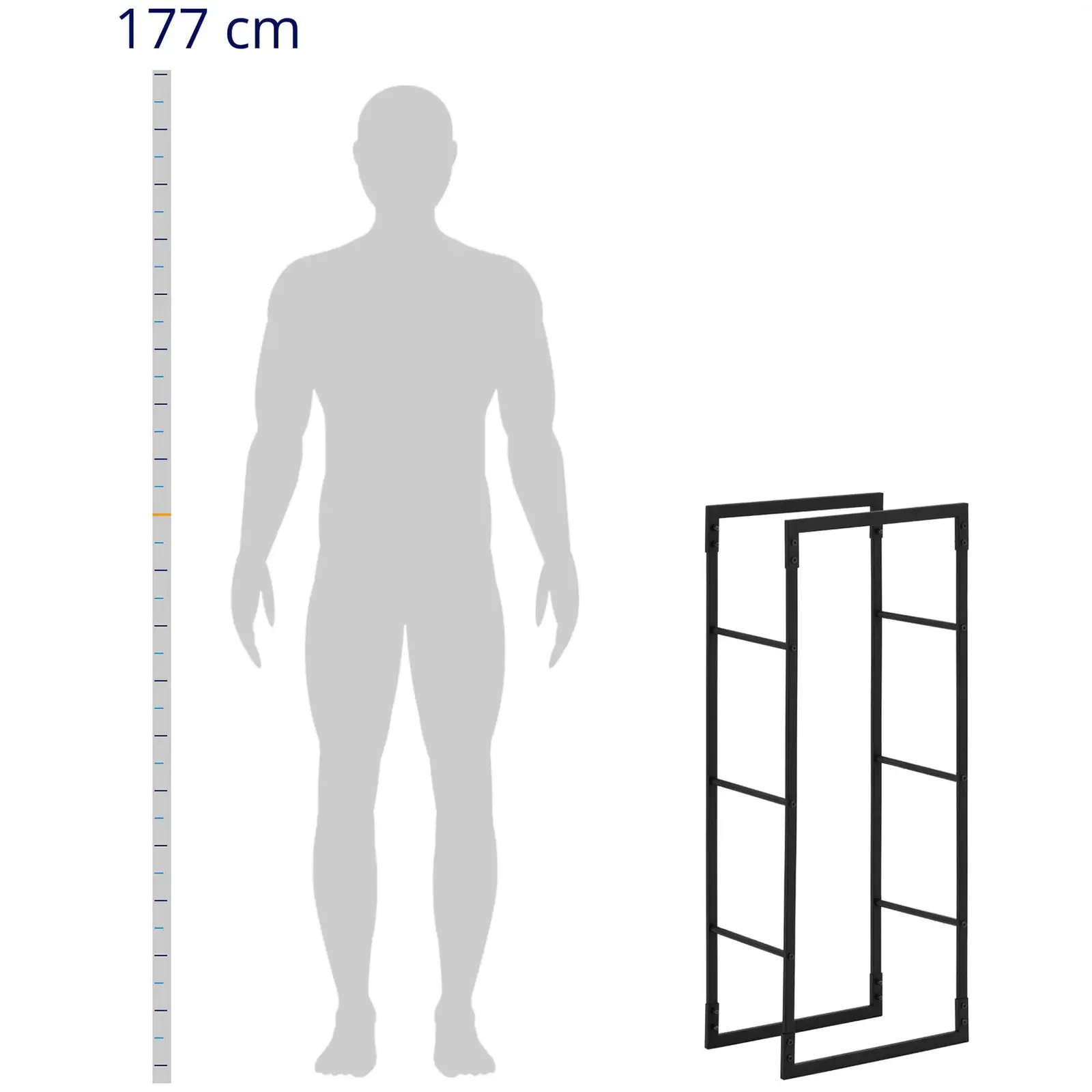 Stojan na dřevo ke krbu - 25 kg - 40 x 25 x 100 cm - ocel - černý