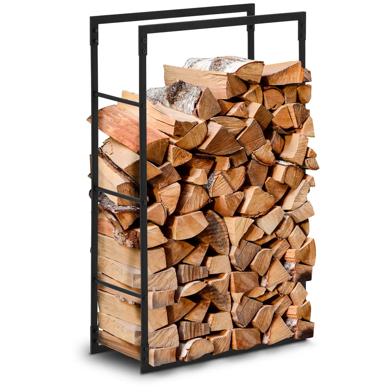 Поставка за дърва за огрев - 30 kg - 60 x 23 x 100 cm - стомана - черно