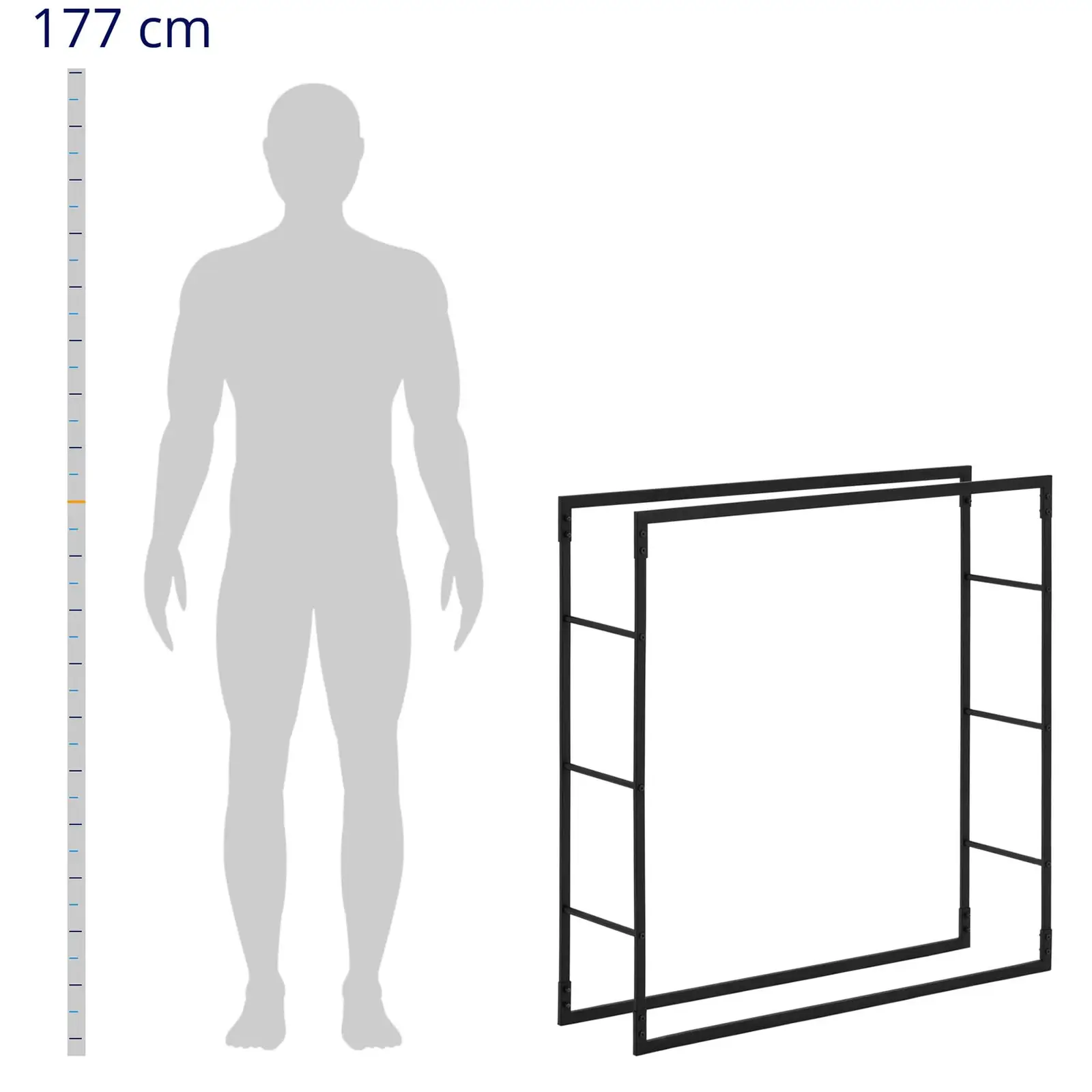 Tűzifatároló - 35 kg - 100 x 25 x 100 cm - acél - fekete