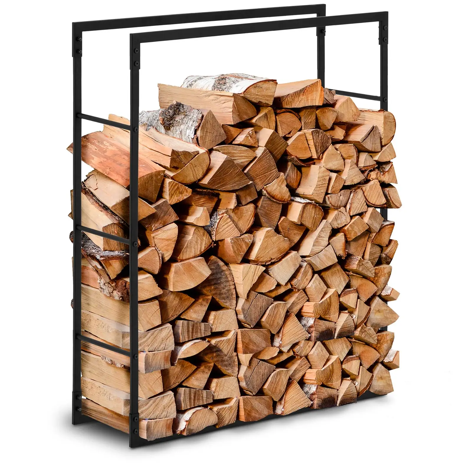 Поставка за дърва за огрев - 40 kg - 80 x 25 x 100 cm - стомана - черно