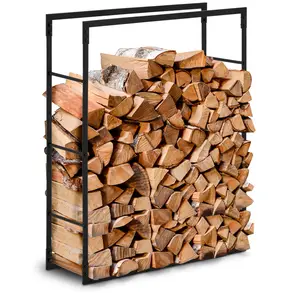 Regal za drva - 40 kg - 80 x 25 x 100 cm - jeklo - črna
