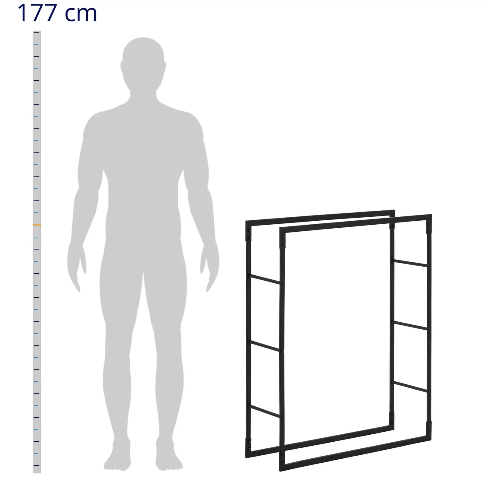 Поставка за дърва за огрев - 40 kg - 80 x 25 x 100 cm - стомана - черно