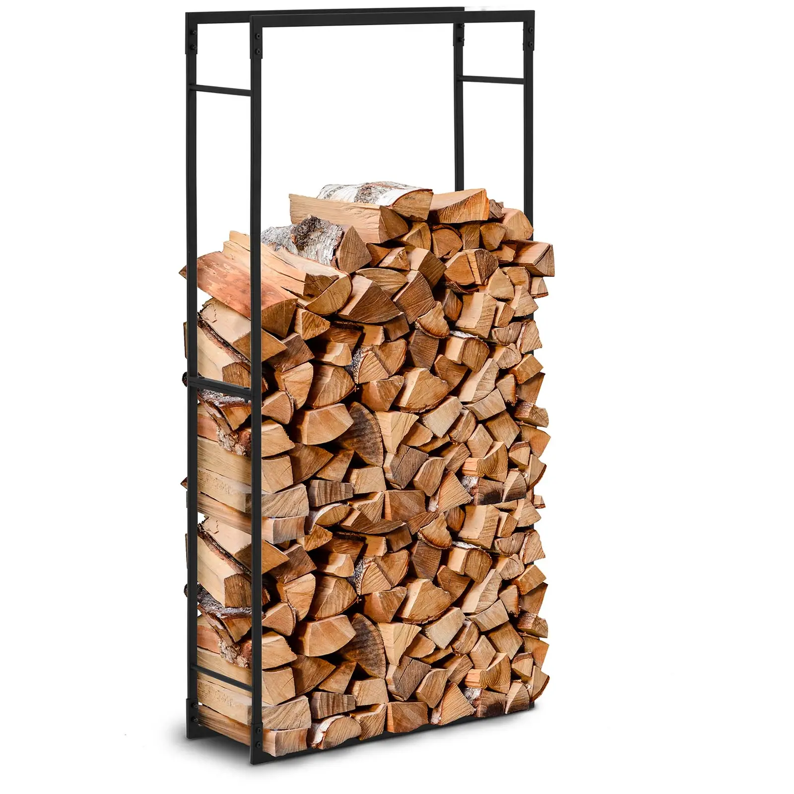 Regal za drva - 35 kg - 60 x 25 x 150 cm - jeklo - črna