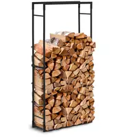Поставка за дърва за огрев - 35 kg - 60 x 25 x 150 cm - стомана - черно