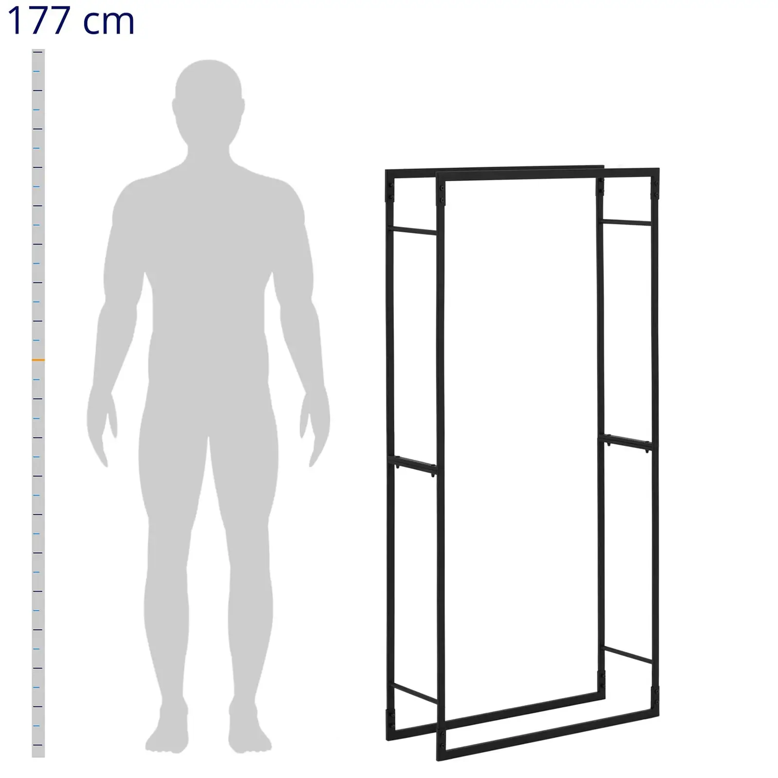 Stojan na dřevo ke krbu - 35 kg - 60 x 25 x 150 cm - ocel - černý (Nosnost - max. nosnost: 35 kg)