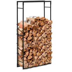 Stojan na palivové drevo - 40 kg - 80 x 25 x 150 cm - oceľ - čierny