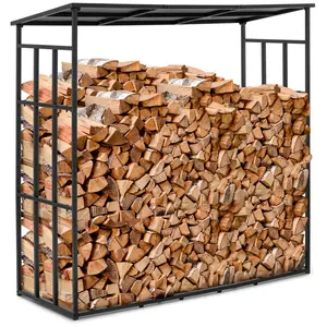 Abri pour bois de chauffage - avec toit - 400 kg - 190 x 76 x 186 cm - Acier - noir