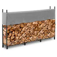Abri pour bois de chauffage - avec bâche - 100 kg - 200 x 25 x 116 cm - Acier - noir