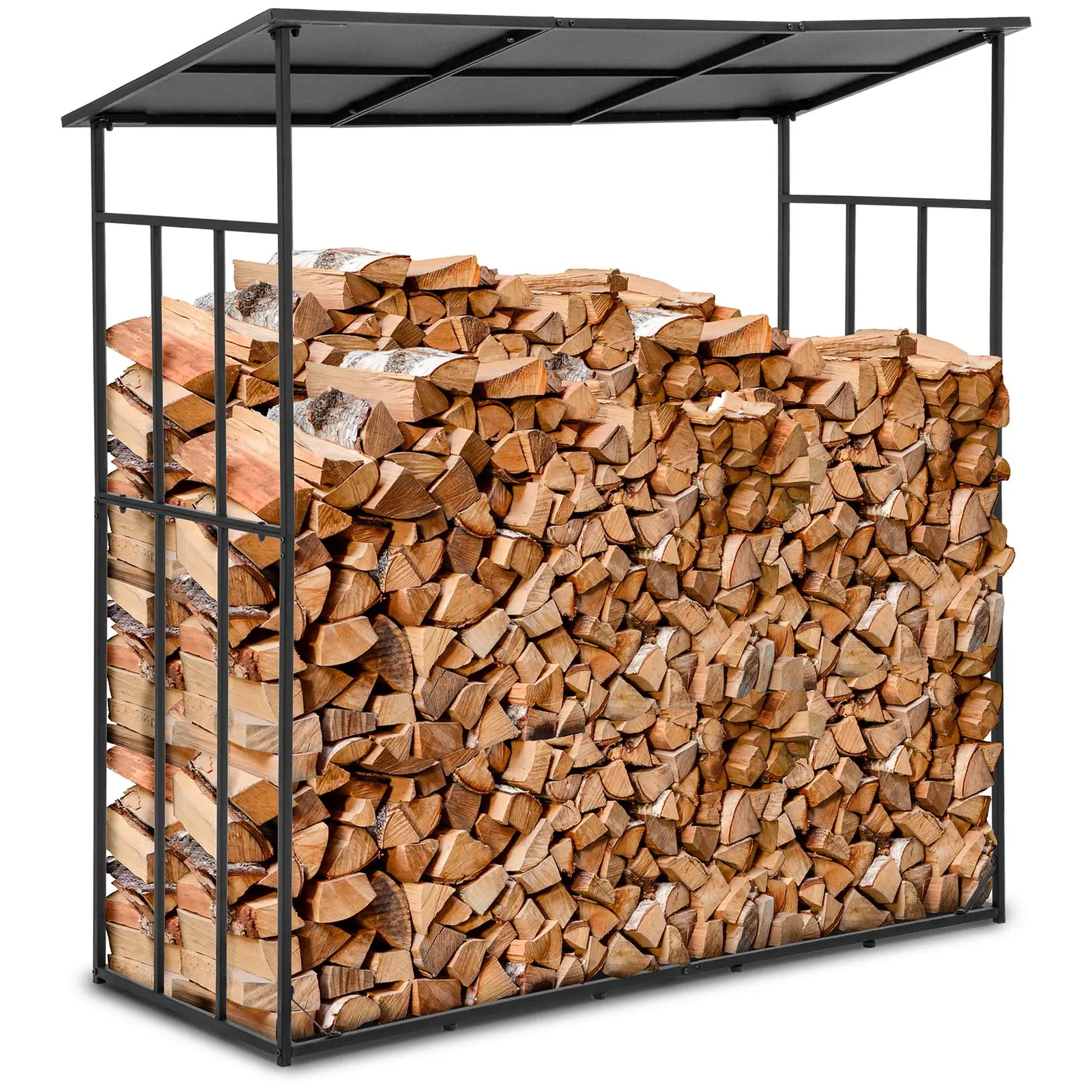 Abri pour bois de chauffage - avec toit - 350 kg - 187.5 x 62 x 195 cm - Acier - noir - 0