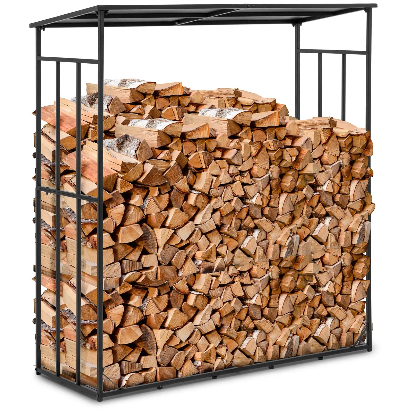 Firewood Rack - with roof - 300 kg - 161 x 65 x 177 cm - steel - black