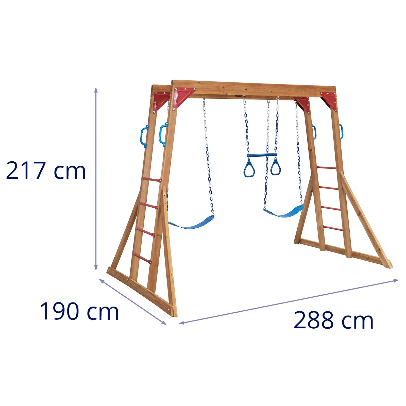 Klatrestativ - 2 gynger - gymnastikringe - ribber