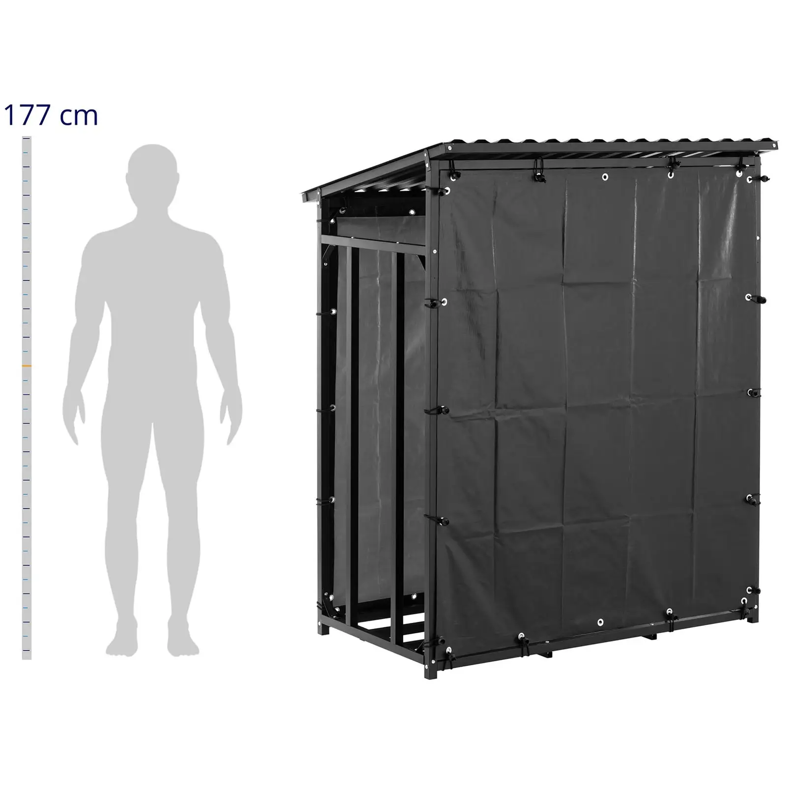 Stojan na dřevo ke krbu - s plachtou a stříškou - 600 kg - 137 x 90 x 171 cm - ocel - černý