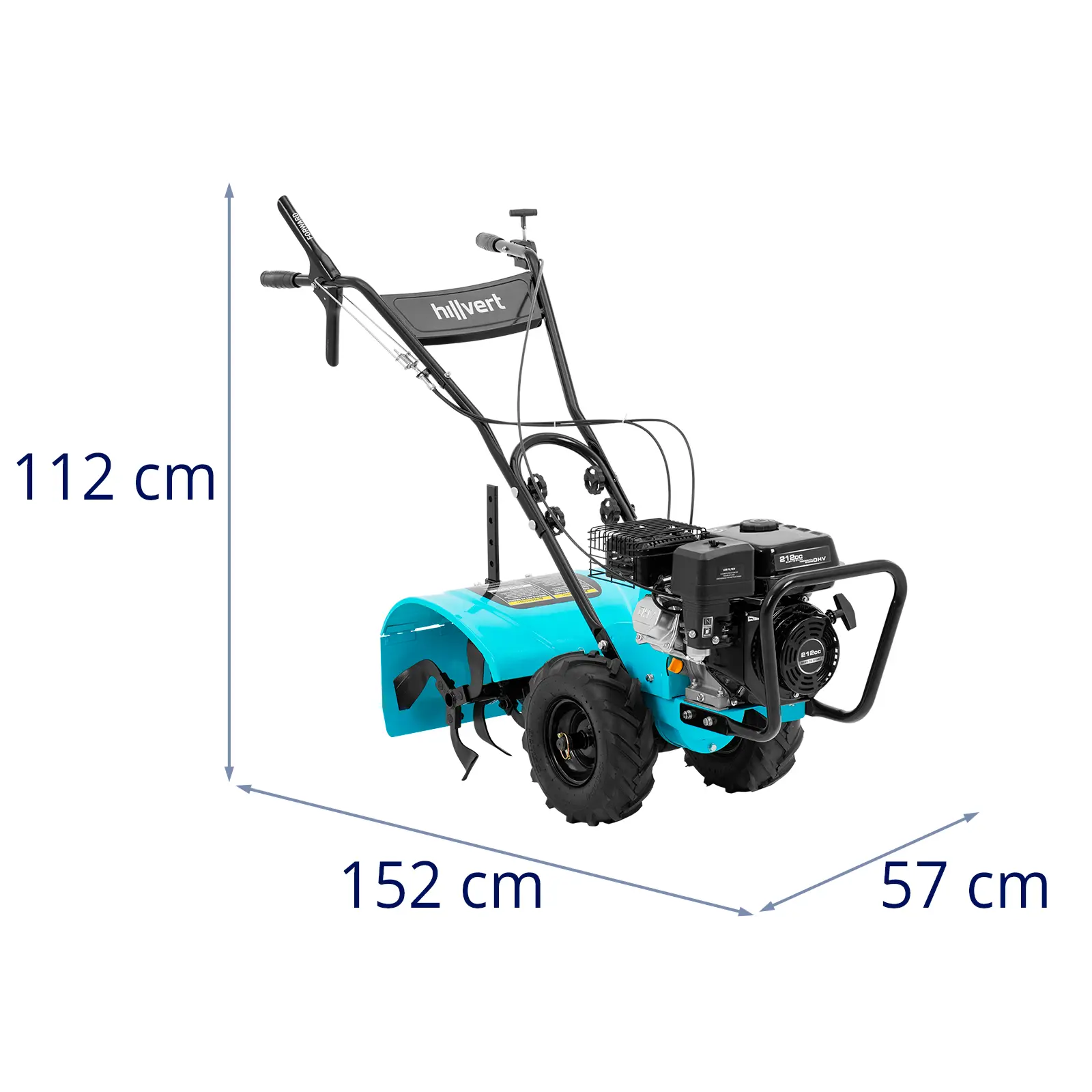 Benzinový motorový kultivátor - 7 k - 2 rychlosti (vpřed a vzad) - pracovní šířka 500 mm (Pracovní šířka: 500 mm)