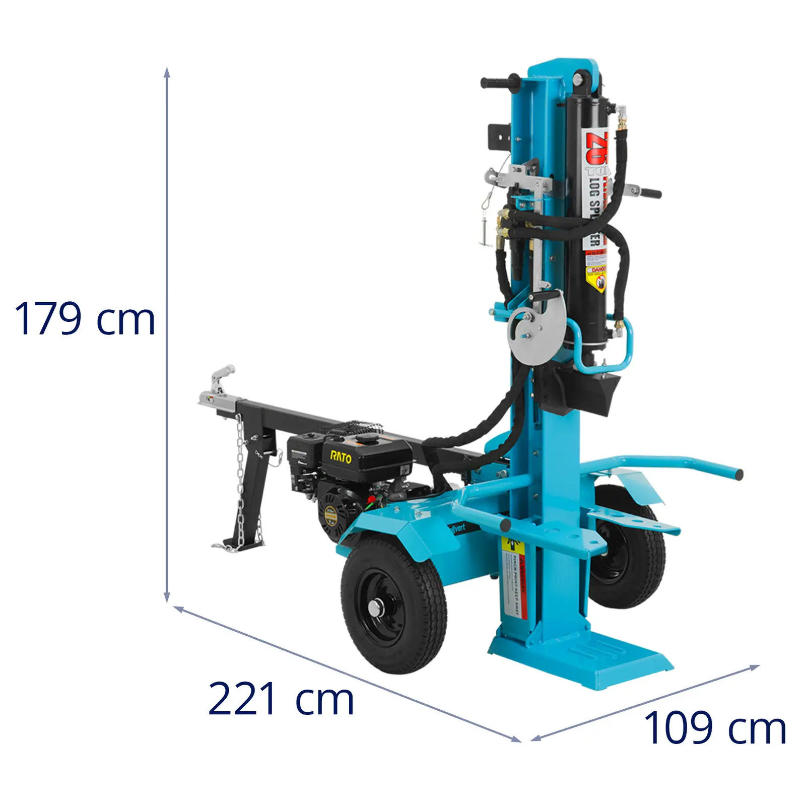 Holzspalter Benzin - 7 PS - Spaltleistung 26 t - Spaltzeit: 14 s - Ø 50 cm