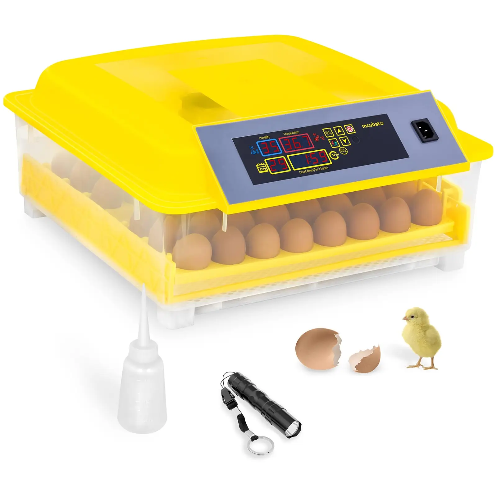 Tojás inkubátor - 48 tojás - lámpával és vízadagolóval - teljesen automatikus