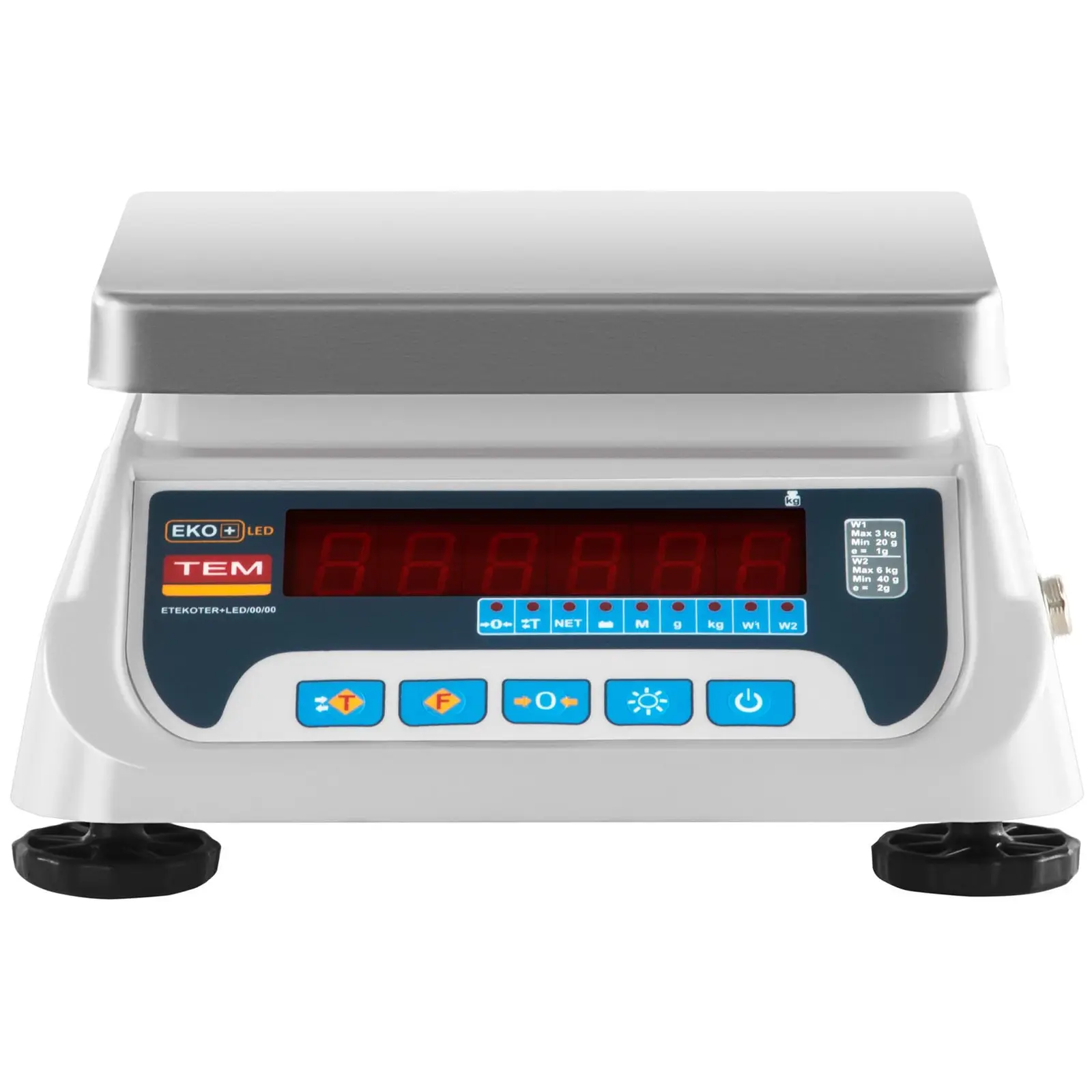 Stolní váha - cejchovaná - 3 kg / 1 g - 6 kg / 2 g - 19,5 x 24,5 cm - LED (Ukládání: Ano)
