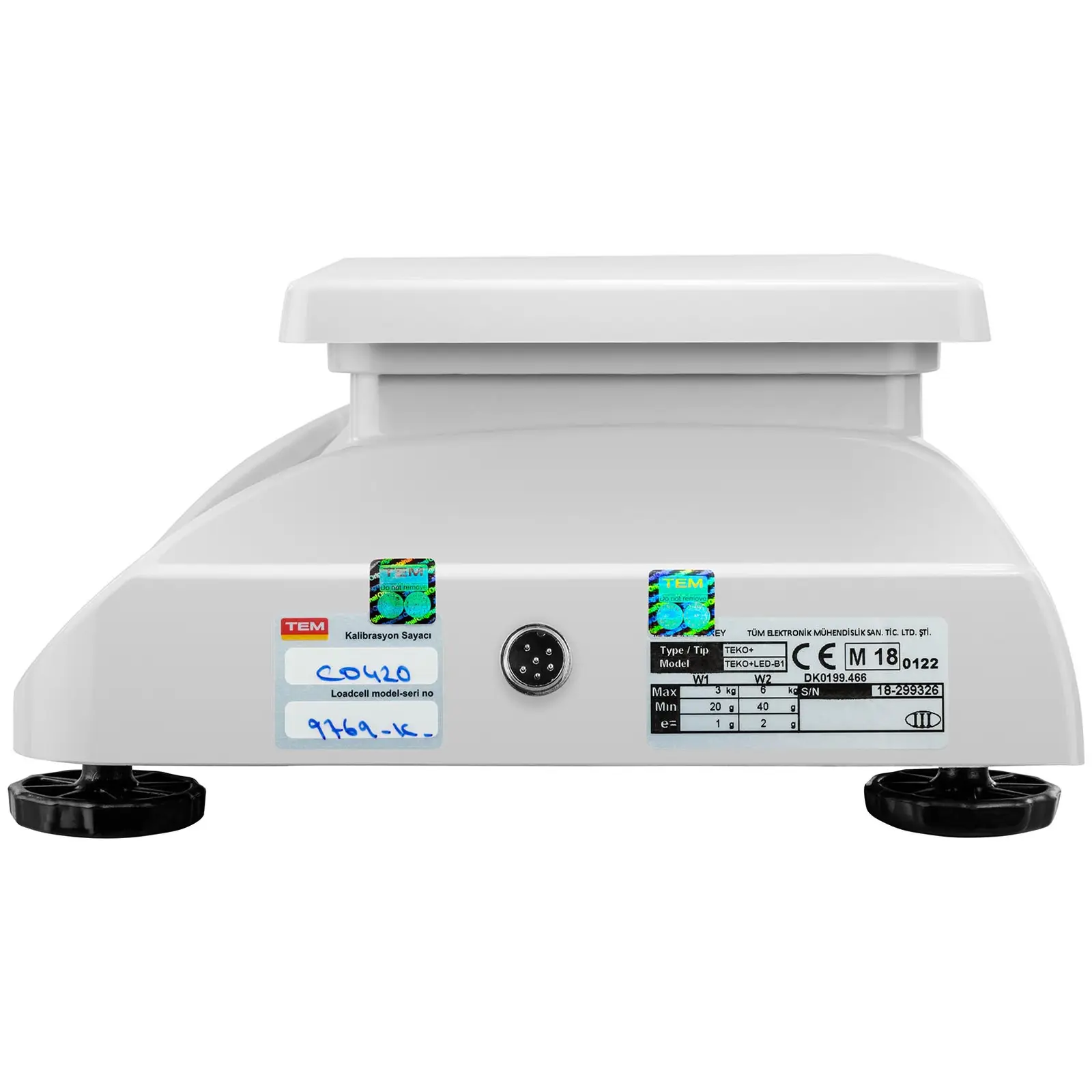 Stolní váha - cejchovaná - 3 kg / 1 g - 6 kg / 2 g - 19,5 x 24,5 cm - LED (Nuly: Ano)
