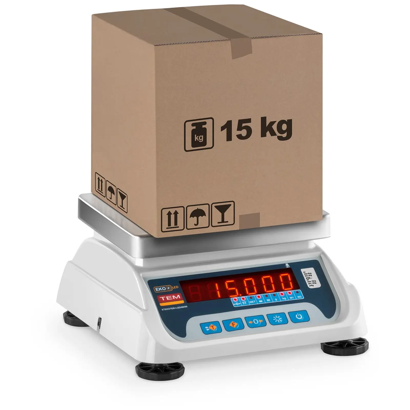 Tischwaage - geeicht - 6 kg / 2 g - 15 kg / 5 g - 17 x 22 cm - LED
