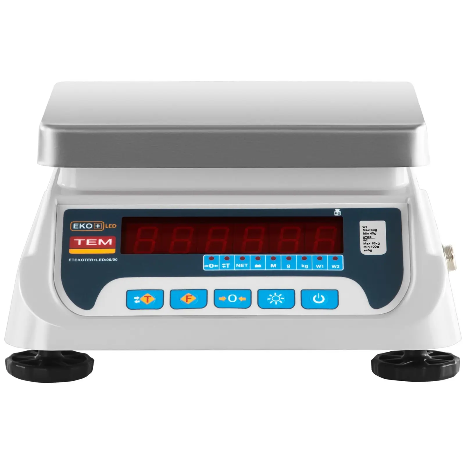 Stolní váha - cejchovaná - 6 kg / 2 g - 15 kg / 5 g - 17 x 22 cm - LED (Tárování: Ano)