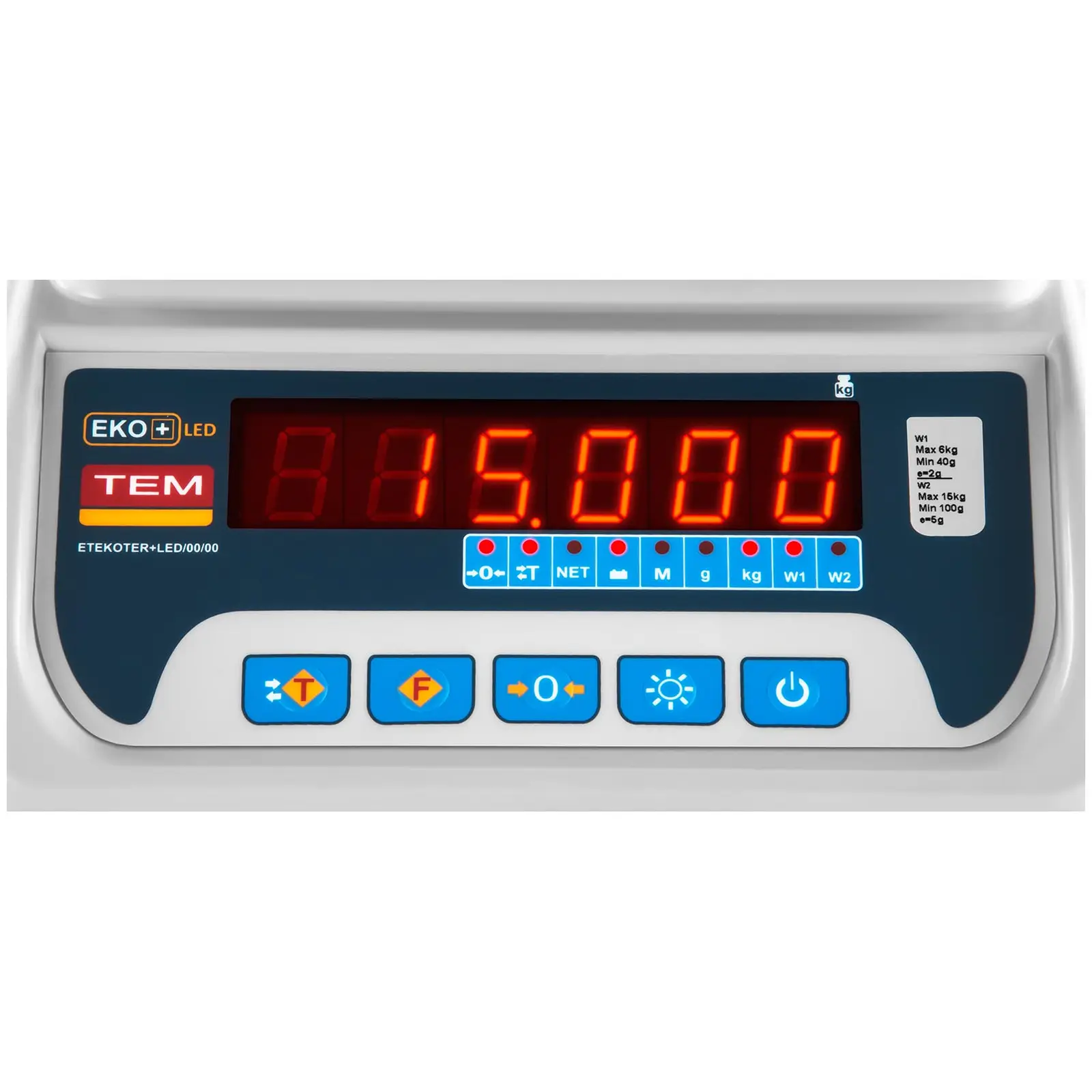 Stolní váha - cejchovaná - 6 kg / 2 g - 15 kg / 5 g - 17 x 22 cm - LED (Nuly: Ano)