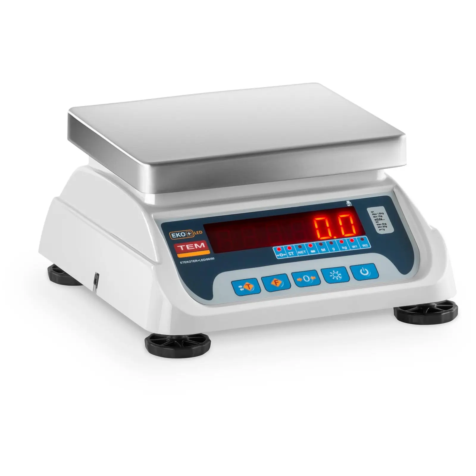 Stolní váha - cejchovaná - 1,5 kg / 0,5 g - 3 kg / 1 g - 17 x 22 cm - LED (Ukládání: Ano)