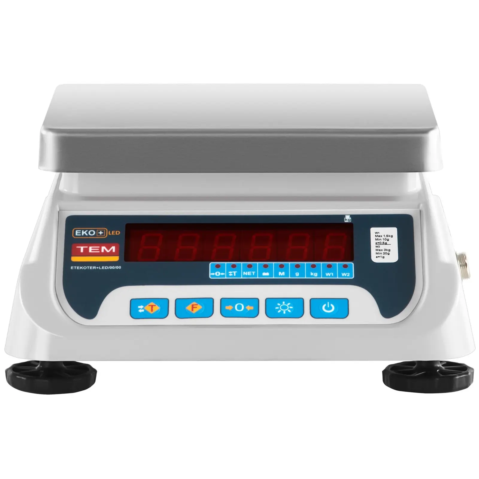 Stolní váha - cejchovaná - 1,5 kg / 0,5 g - 3 kg / 1 g - 17 x 22 cm - LED (Tárování: Ano)