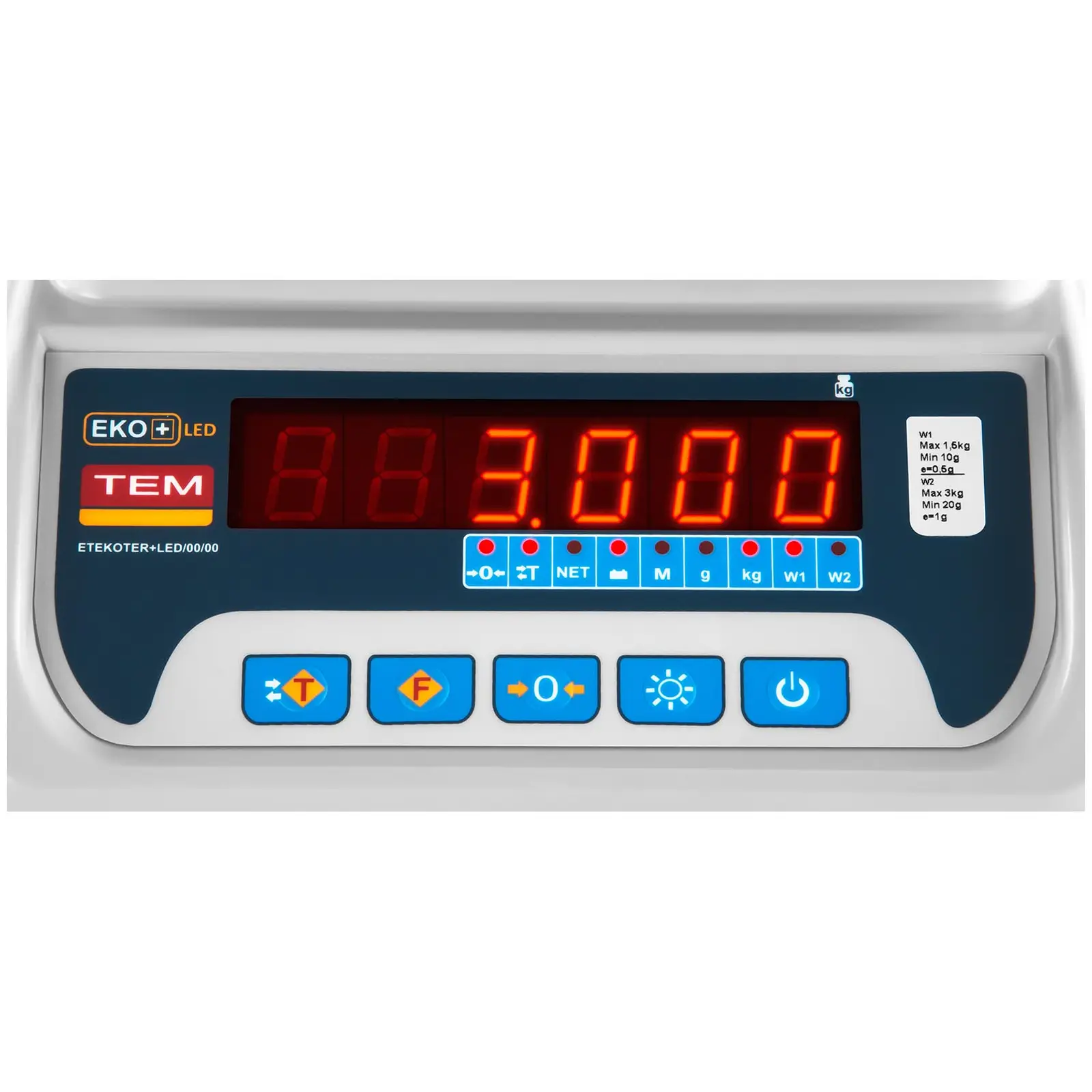Stolní váha - cejchovaná - 1,5 kg / 0,5 g - 3 kg / 1 g - 17 x 22 cm - LED (Nuly: Ano)