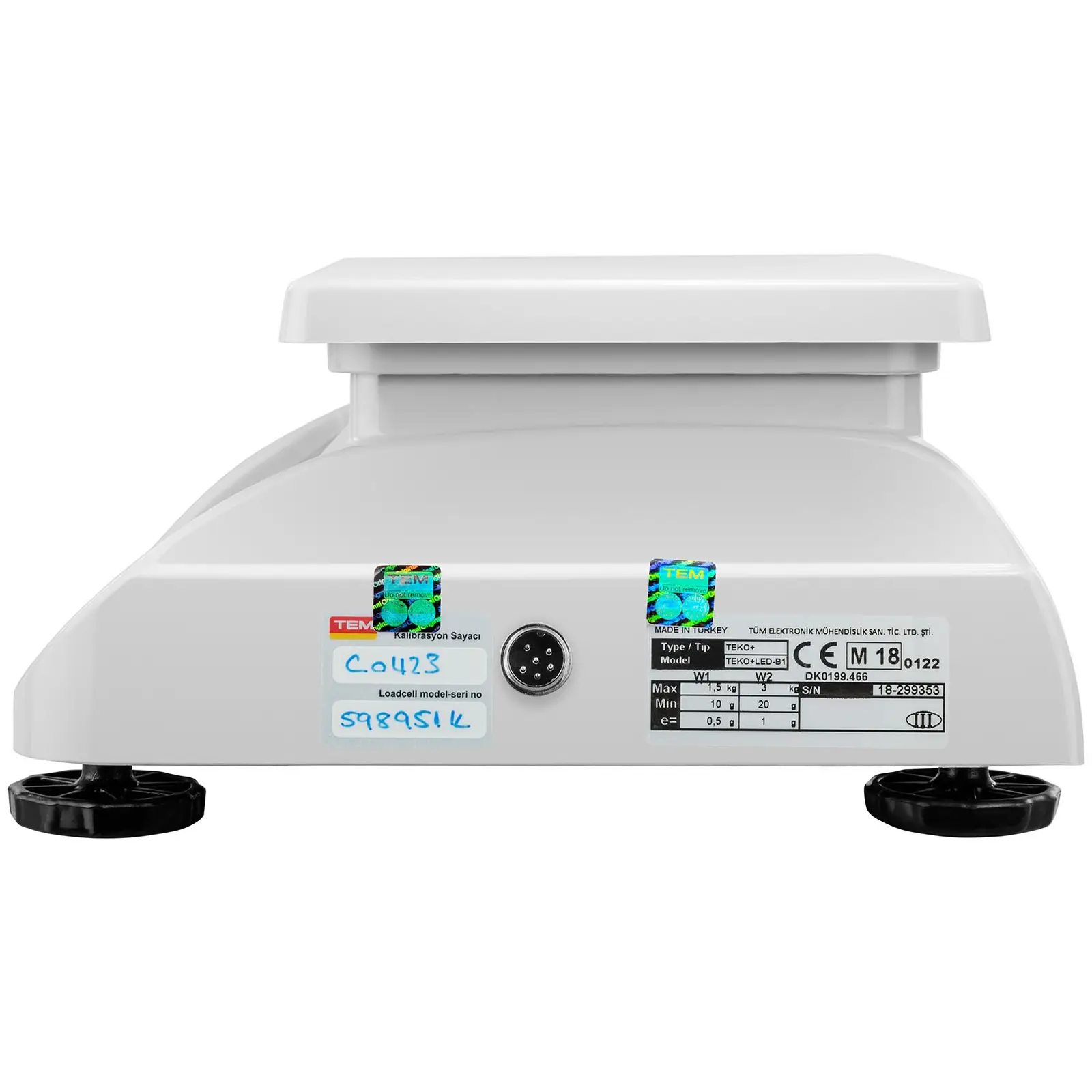 Stolní váha - cejchovaná - 1,5 kg / 0,5 g - 3 kg / 1 g - 17 x 22 cm - LED (Sčítání: Ano)