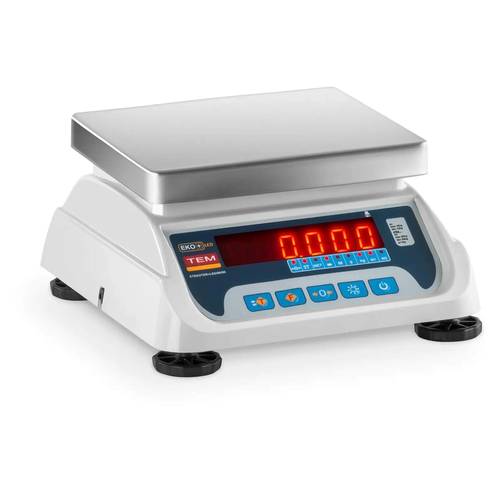 Stolní váha - cejchovaná - 15 kg / 5 g - 30 kg / 10 g - 17 x 22 cm - LED (Ukládání: Ano)