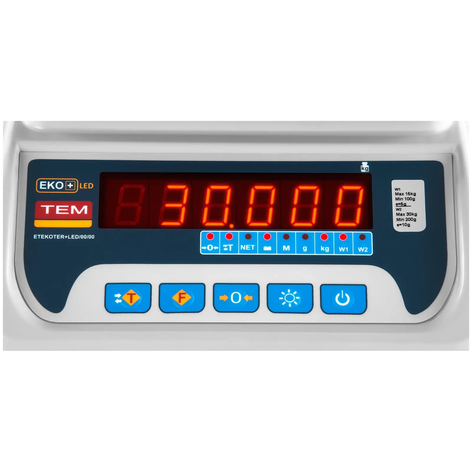 Balanza comercial - calibrada - 15 kg/ 5g - 30 kg/10 g - LED