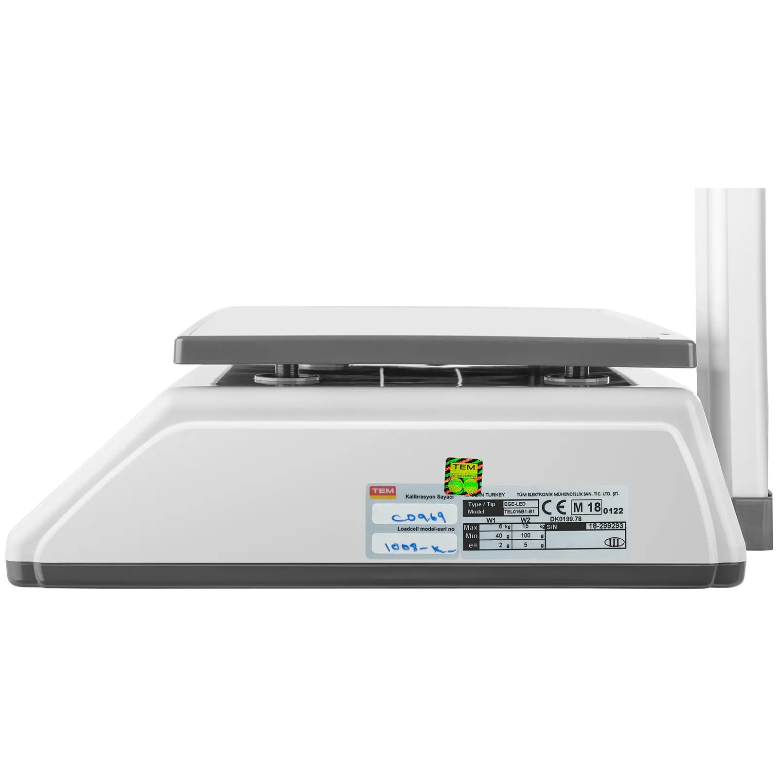 Price Computing Scale - certified - 6 kg / 2 g - 15 kg / 5 g - 23 x 30 cm - 2 LED raised display (Zero: Yes)
