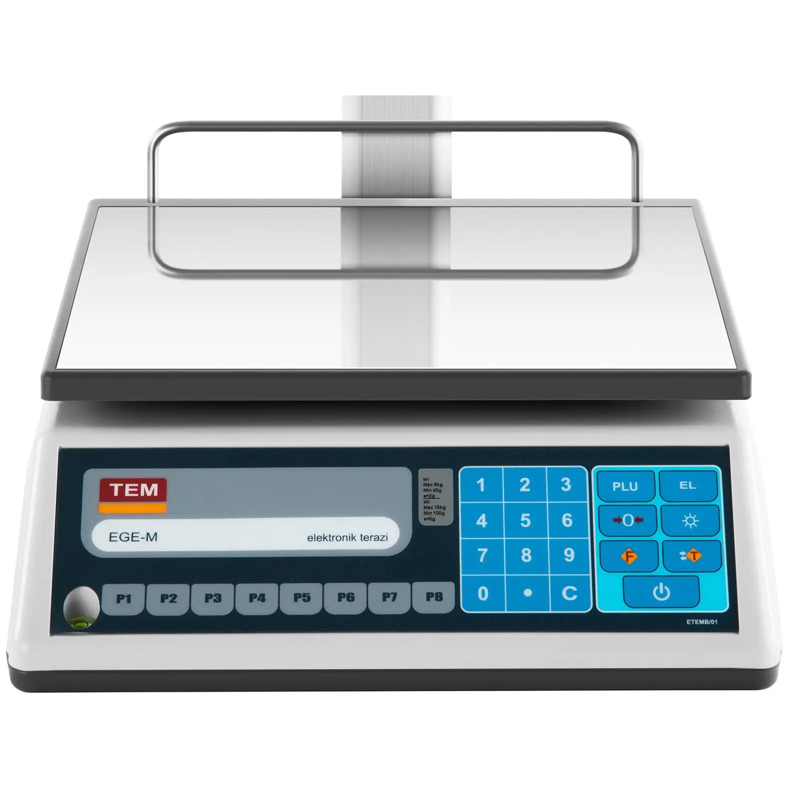 Price Computing Scale - certified - 6 kg / 2 g - 15 kg / 5 g - 23 x 30 cm - 2 LED raised display (Accuracy 2: 0.0005 kg)