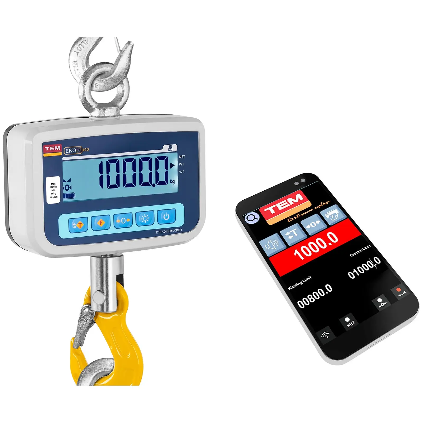 Jeřábová váha - cejchovaná - 1 000 kg / 0,5 kg - LCD - digitální - dálkové ovládání (Přesnost: 0.5 kg)