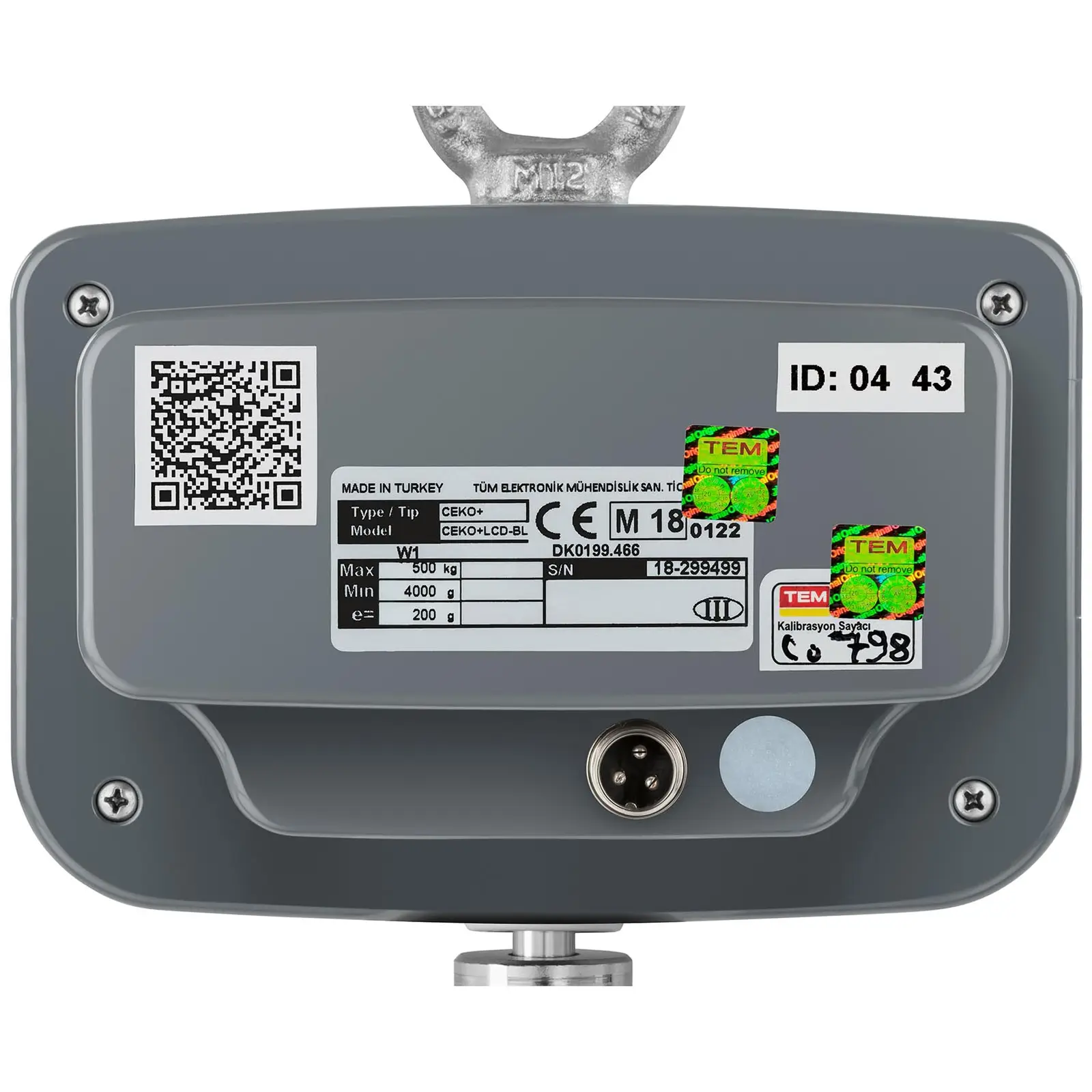 Crane Scale - calibrated - 500 kg / 0.5 kg - LCD - digital - remote control (Zero: Yes)