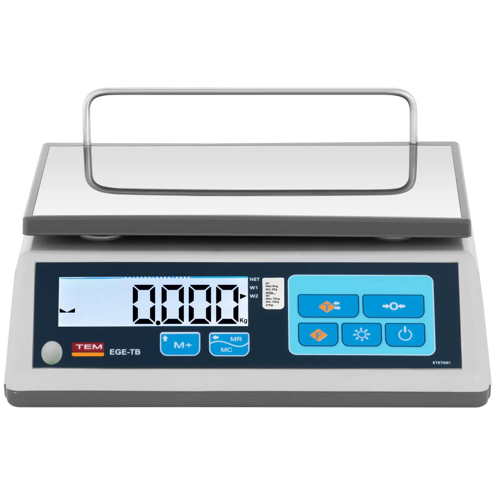 Asztali mérleg - hitelesített - 15 kg / 5 g - LCD - memória