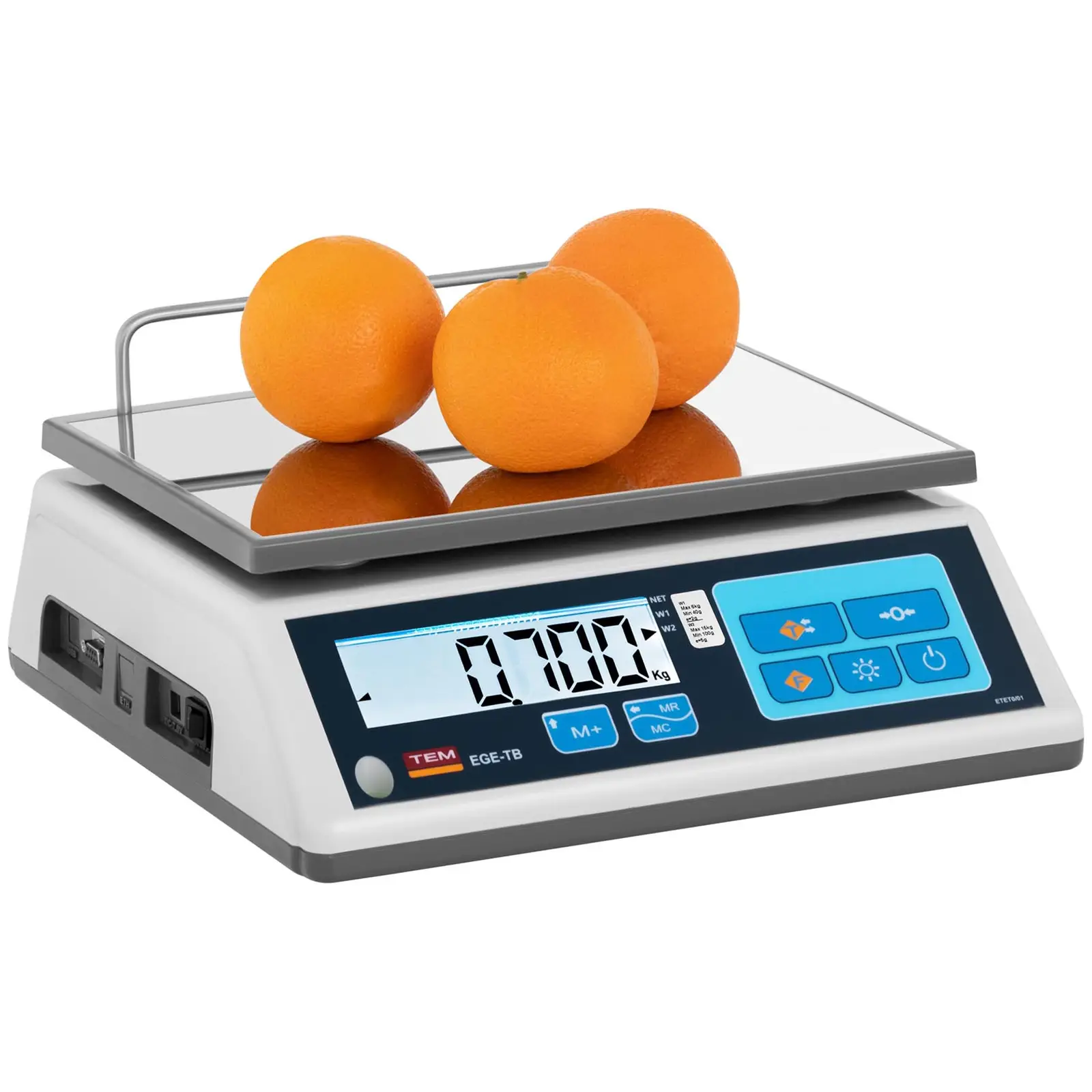 Balanza de mesa - calibrada - 15 kg / 5 g - LCD - memoria