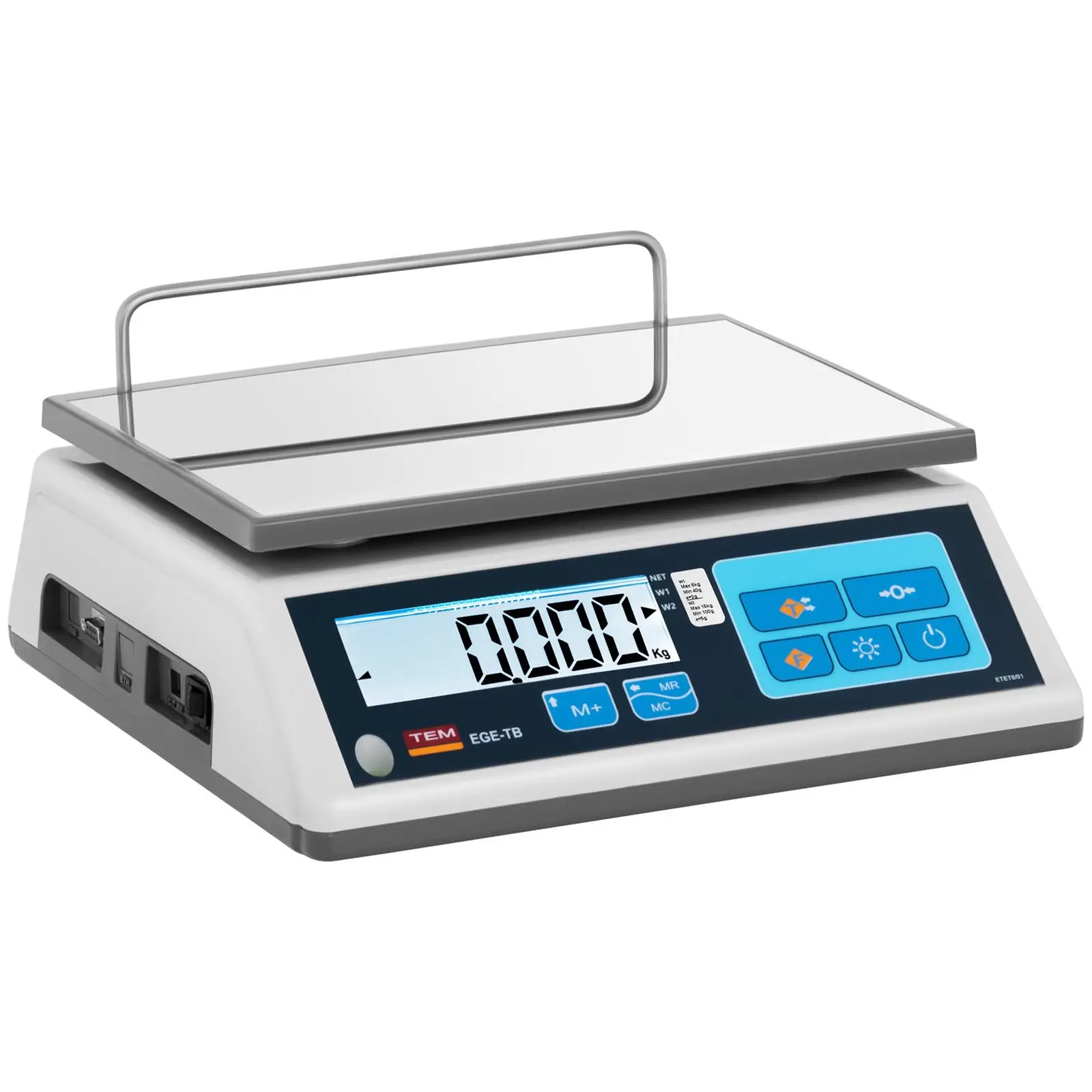 Balanza de mesa - calibrada - 15 kg / 5 g - LCD - memoria