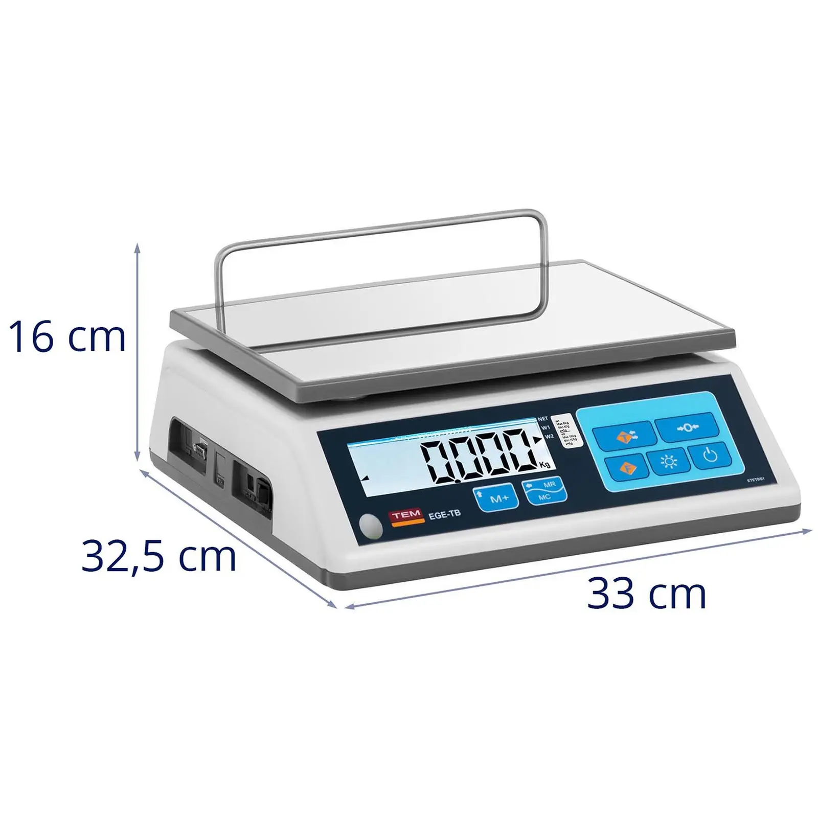 Stolní váha - cejchovaná - 15 kg / 5 g - 23 x 30 cm - LCD (Minimální zatížení: 40 g)